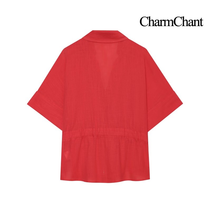 CHARMCHANT Women's Solid Linen - Short Linen Drawstring 评论和价格