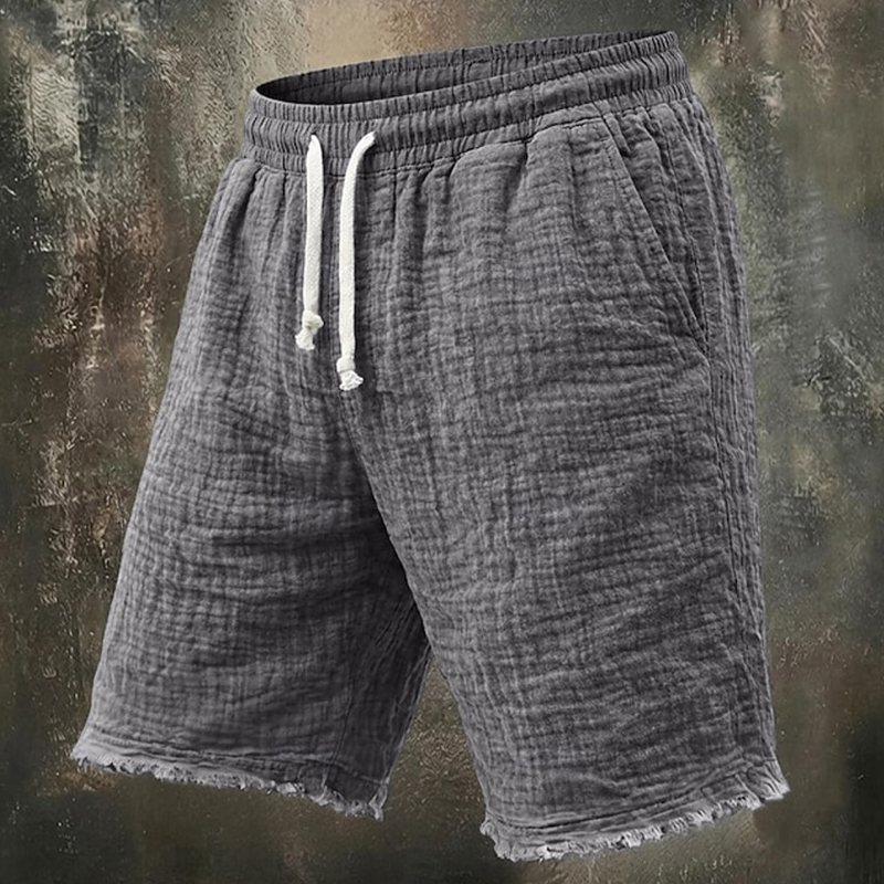 Fashionable Ripped Linen Short - Short Linen Drawstring 评论和价格